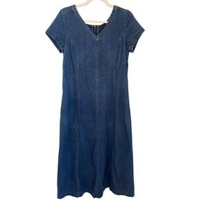 Laura Ashley Vintage 90s Denim Midi Dress Size 10 Cottagecore Country Western